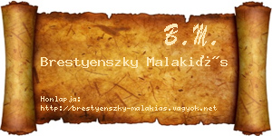Brestyenszky Malakiás névjegykártya